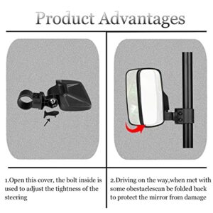 SHEJISI UTV Side Mirrors for 1.75"-2"Inch Roll Bar, （2 Pack）Easy-Adjustable New UTV Mirrors Side View, Compatible With Polaris RZR1000 900 800, Kawasaki Mule, Honda Pioneer SXS, Yamaha YXZ Wolverine