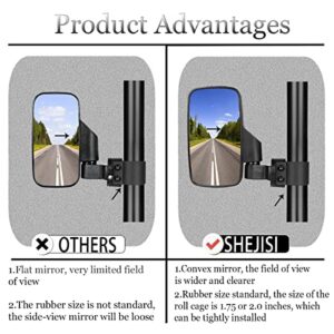 SHEJISI UTV Side Mirrors for 1.75"-2"Inch Roll Bar, （2 Pack）Easy-Adjustable New UTV Mirrors Side View, Compatible With Polaris RZR1000 900 800, Kawasaki Mule, Honda Pioneer SXS, Yamaha YXZ Wolverine