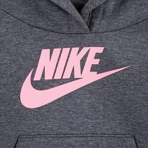 Nike Girl's Club Fleece Hi Low Pullover (Little Kids) Carbon Heather 6X Little Kid