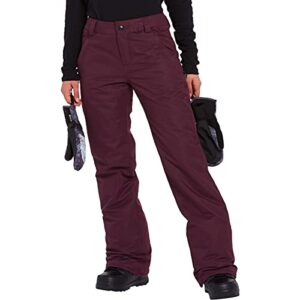 volcom women's frochickie insulated lined snow pant, merlot s2, x-large