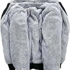 SCODI Hoodies for Men Winter Fleece Sweatshirt - Full Zip Up Thick Sherpa Lined 1712-BlackGrey-L