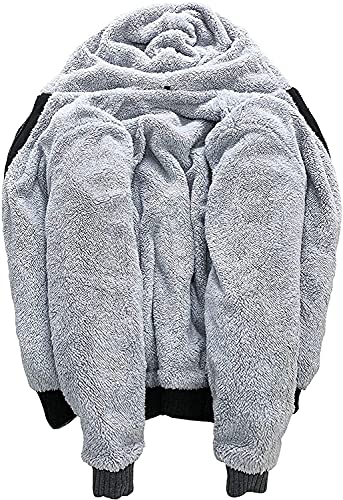 SCODI Hoodies for Men Winter Fleece Sweatshirt - Full Zip Up Thick Sherpa Lined 1712-BlackGrey-L