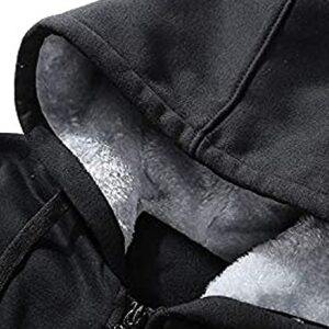 SCODI Hoodies for Men Winter Fleece Sweatshirt - Full Zip Up Thick Sherpa Lined 1712-BlackGrey-L