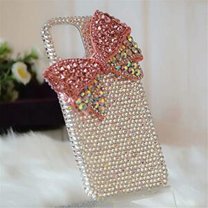 max-abc compatible with samsung galaxy note 10 glitter case,3d diamond cute bow crystal rhinestone women girls rainbow shiny sparkle bling glitter protective phone case cover