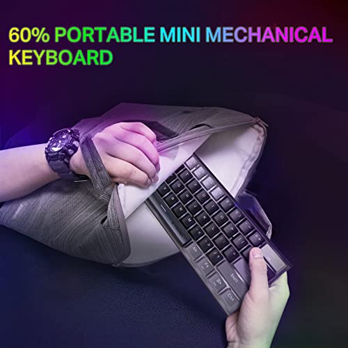 E-YOOSO 60 Percent Mechanical Keyboard, Z-11 Gaming Keyboard with Blue Switches Backlit Small Compact Wired Keyboard 60% Keyboard, Portable 60% Percent Keyboard Gamer(Black Grey)