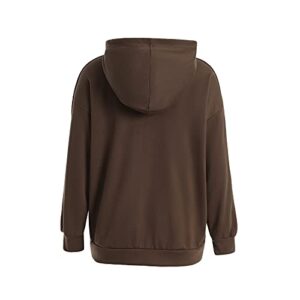 Wgooyheya Women Y2K Portrait Print Hoodie Crop Tops Long Sleeve Zipper Cardigan Sweatshirt with Pocket (D-Brown, XX-Large)