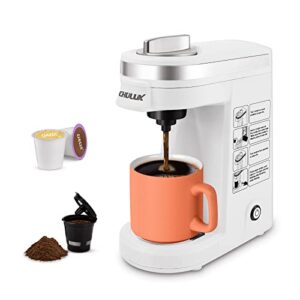 chulux single serve / cup [coffee] maker brewer for k-cup & ground & tea leaf, travel mini coffee capsules & pods, 6 to 12oz brew, [coffee] machine with a reusable filter, white