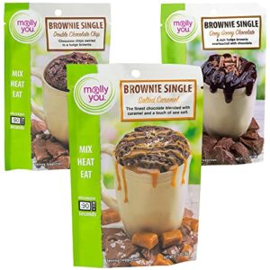 molly and you variety pack brownie mug cake mix (pack of 3) – single serve, no baking, microwavable gourmet mug cake mixes - brownie mix dessert