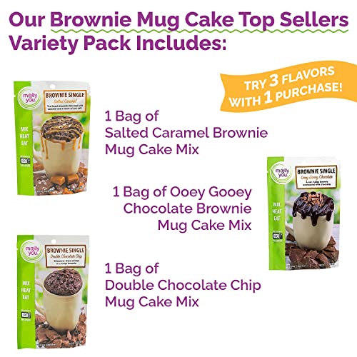 Molly and You Variety Pack Brownie Mug Cake Mix (Pack of 3) – Single Serve, No Baking, Microwavable Gourmet Mug Cake Mixes - Brownie Mix Dessert