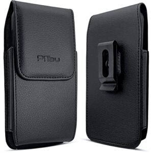 pitau holster for iphone 14, 14 pro, 13, 13 pro, 12, 12 pro, xs, x, 11, 11 pro, xr, vertical cell phone belt holder case with belt clip carrying pouch cover (fits phone with protective case on) black