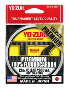 yo-zuri t7-12lb-cl-200yd: t-7 premium fluorocarbon 12b 200yd, clear