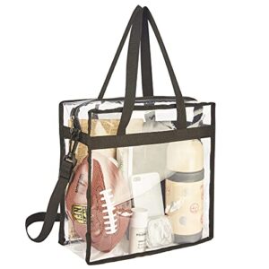 natural style clear tote bag stadium security approved, see through clear handbag purse bag for work, beach, stadium, makeup, cosmetics