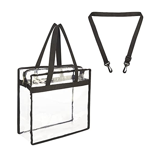 NATURAL STYLE Clear Tote Bag Stadium Security Approved, See Through Clear Handbag Purse Bag for Work, Beach, Stadium, Makeup, Cosmetics
