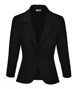 women's casual work office blazer jacket jk1131 slpblk m