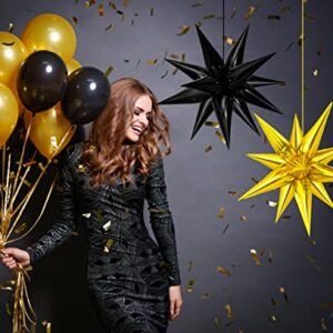 50pcs Black Star Balloons Mylar, Black Spike Explosion Star Foil Balloons Metallic, Black Starburst Cone Point Star Balloons for New Year Eve, Halloween, Graduation, Birthaday, Wedding Decorations