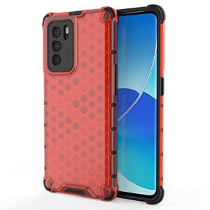 compatible with oppo reno 6 pro 5g case, four corner thickening anti yellow anti-scratch shock absorption full body protection cover case for oppo reno 6 pro 5g, red