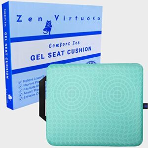 Zen Virtuoso Gel Seat Cushion for Tailbone Support and Relief from Butt and Back Pain and Pressure - Cushions are Large Thick and Comfortable - Ideal for Office Chairs Driving Travel and Long Sitting