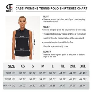 Casei Women's Sleeveless Golf Polo Shirts UPF 50+ Quick Dry Collared Polo Shirts Athletic Tank Tops Shirts (Black,M)