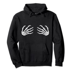 Halloween, Skeleton Hands, Boobs, Funny For Women Pullover Hoodie