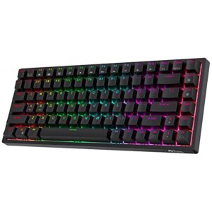 rk royal kludge rk84 wireless rgb 75% triple mode bt5.0/2.4g/usb-c hot swappable mechanical keyboard, 84 keys bluetooth gaming keyboard w/high-capacity battery, quiet red switch