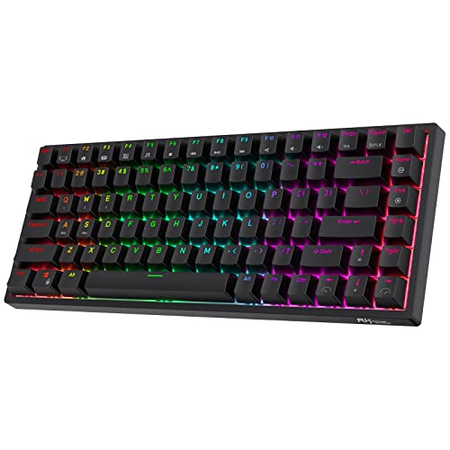 RK ROYAL KLUDGE RK84 Wireless RGB 75% Triple Mode BT5.0/2.4G/USB-C Hot Swappable Mechanical Keyboard, 84 Keys Bluetooth Gaming Keyboard w/High-Capacity Battery, Quiet Red Switch