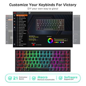 RK ROYAL KLUDGE RK84 Wireless RGB 75% Triple Mode BT5.0/2.4G/USB-C Hot Swappable Mechanical Keyboard, 84 Keys Bluetooth Gaming Keyboard w/High-Capacity Battery, Quiet Red Switch