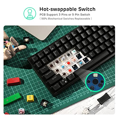 RK ROYAL KLUDGE RK84 Wireless RGB 75% Triple Mode BT5.0/2.4G/USB-C Hot Swappable Mechanical Keyboard, 84 Keys Bluetooth Gaming Keyboard w/High-Capacity Battery, Quiet Red Switch