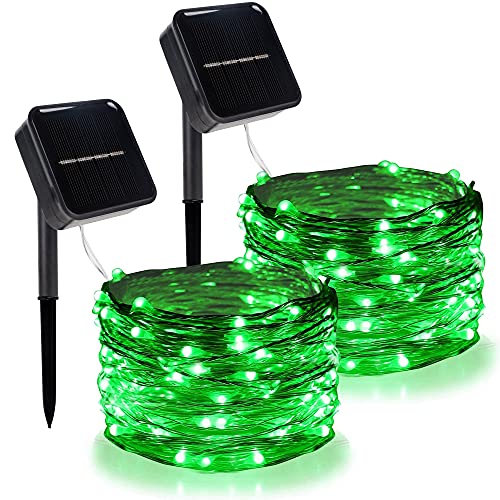 Twinkle Star 2 Pack Outdoor Solar String Lights, 39.4 FT 120 LED Solar Powered Christmas Decorative Fairy Lights with 8 Modes, Waterproof Light for St. Patrick¡¯s Day Patio Yard Wedding Party, Green