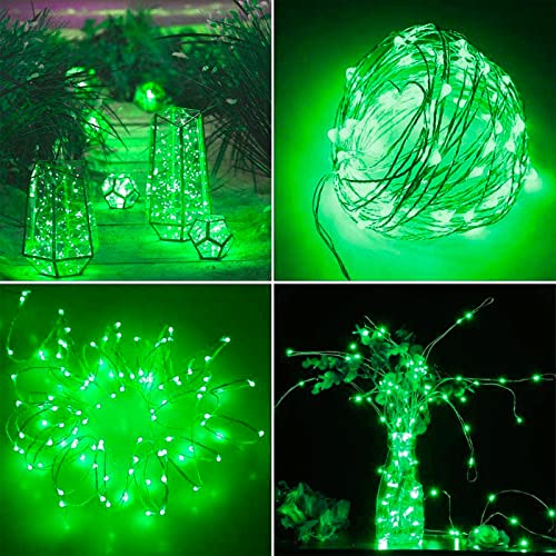 Twinkle Star 2 Pack Outdoor Solar String Lights, 39.4 FT 120 LED Solar Powered Christmas Decorative Fairy Lights with 8 Modes, Waterproof Light for St. Patrick¡¯s Day Patio Yard Wedding Party, Green