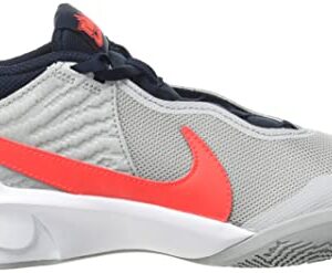 Nike Kid's Team Hustle D10 (GS) Basketball Shoe (4.5, Light Smoke Grey/Bright Crimson, Numeric_4_Point_5)