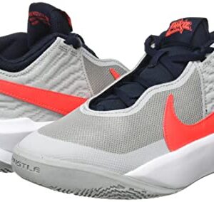 Nike Kid's Team Hustle D10 (GS) Basketball Shoe (4.5, Light Smoke Grey/Bright Crimson, Numeric_4_Point_5)