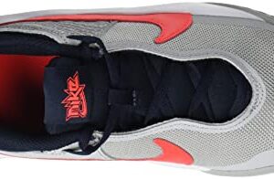 Nike Kid's Team Hustle D10 (GS) Basketball Shoe (4.5, Light Smoke Grey/Bright Crimson, Numeric_4_Point_5)