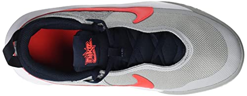 Nike Kid's Team Hustle D10 (GS) Basketball Shoe (4.5, Light Smoke Grey/Bright Crimson, Numeric_4_Point_5)