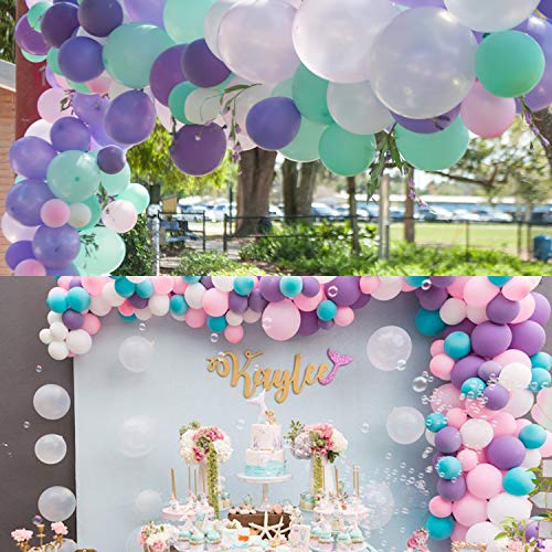 Amandir 168Pcs Unicorn Balloons Arch Garland Kit, Pink Purple Aqua Blue Confetti Latex Balloons for Unicorn Birthday Decorations for Girls Wedding Baby Shower Party Supplies