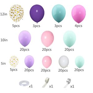 Amandir 168Pcs Unicorn Balloons Arch Garland Kit, Pink Purple Aqua Blue Confetti Latex Balloons for Unicorn Birthday Decorations for Girls Wedding Baby Shower Party Supplies