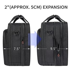 EMPSIGN Stylish Laptop Bag Briefcase, 17.3 Inch Laptop Case Expandable Messenger Bag for Men Water Repellent, RFID Blocking Office Carrying Shoulder Bag for Work Business Travel-Black