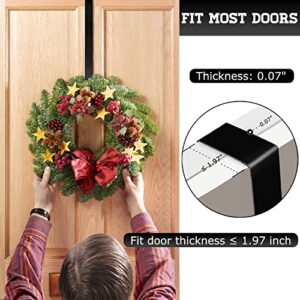 Komotu 15" Wreath Hanger for Front Door - Halloween Christmas Easter Decoration Metal Over The Door Single Hook Ornament Wreath Door Hanger (Black)