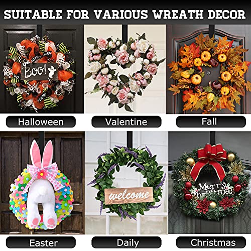 Komotu 15" Wreath Hanger for Front Door - Halloween Christmas Easter Decoration Metal Over The Door Single Hook Ornament Wreath Door Hanger (Black)