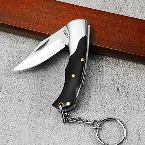 EZKIT Small Pocket Knife, EDC Pocket Knife, D2 Stainless Steel and Wood Handle, Small Knife, Blade Length 2in