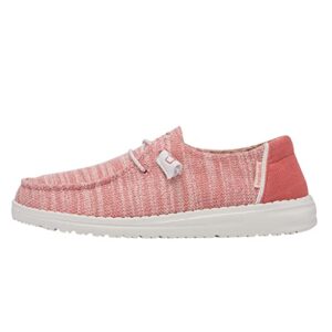 hey dude women's wendy stretch coral pearl size 6 | women’s shoes | women’s lace up loafers | comfortable & light-weight