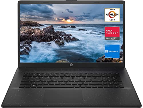 HP Newest 17 Laptop, 17.3" HD+ Screen, AMD Athlon Gold 3150U Processor, 8GB DDR4 RAM, 512GB PCIe SSD, Wi-Fi, Webcam, Bluetooth, HDMI, Windows 11 Home, Black