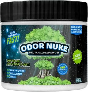 bedside commode deodorizer by odor nuke - human urine odor neutralizer & washing aid for urinal containers & fabrics - scoop included (17.6oz) (powder)