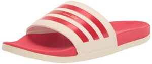 adidas unisex adilette slides sandal, wonder white/vivid red/gold metallic, 13 us women