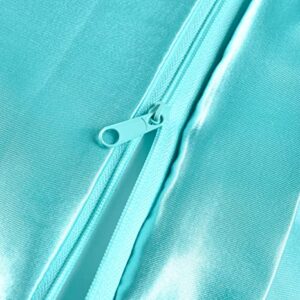 Alexandra's Secret Home Collection Satin Pillowcase for Hair and Skin, Pack of 2 - Feels Like Real Silk Pillow Cover - Satin Pillow Cases Set of 2 with Zipper Closure (Aqua, Standard)