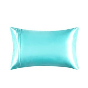 Alexandra's Secret Home Collection Satin Pillowcase for Hair and Skin, Pack of 2 - Feels Like Real Silk Pillow Cover - Satin Pillow Cases Set of 2 with Zipper Closure (Aqua, Standard)