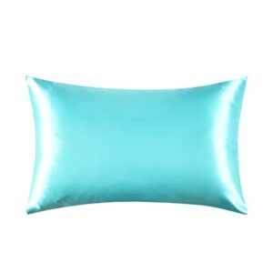 Alexandra's Secret Home Collection Satin Pillowcase for Hair and Skin, Pack of 2 - Feels Like Real Silk Pillow Cover - Satin Pillow Cases Set of 2 with Zipper Closure (Aqua, Standard)