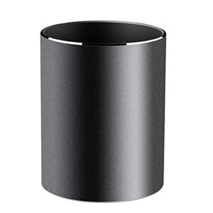 dofuhem pen holder, metal pencil cup, round aluminum desktop organizer and storage box for office,school,home and kids, non-slip silicone bottom, 3.9×3.1×3.1inch, black