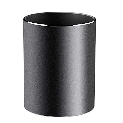 Dofuhem Pen Holder, Metal Pencil cup, Round Aluminum Desktop Organizer and Storage Box for Office,School,Home and Kids, Non-slip silicone bottom, 3.9×3.1×3.1inch, Black