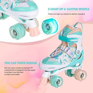 IOKDAD Roller Skates for Kids Girls Boys, 4 Sizes Adjustable Toddler Kids Roller Skates with Light Up Wheels for Indoor and Outdoor