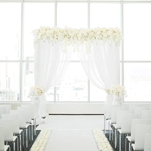 2 Pack White Wedding Backdrop Curtain 10ft by 10ft, Wrinkle-Free Chiffon Fabric Drape 4 Panels 5ft x 10ft Transparency Backdrop Drapes for Wedding Arch Bridal Shower Party Decoration